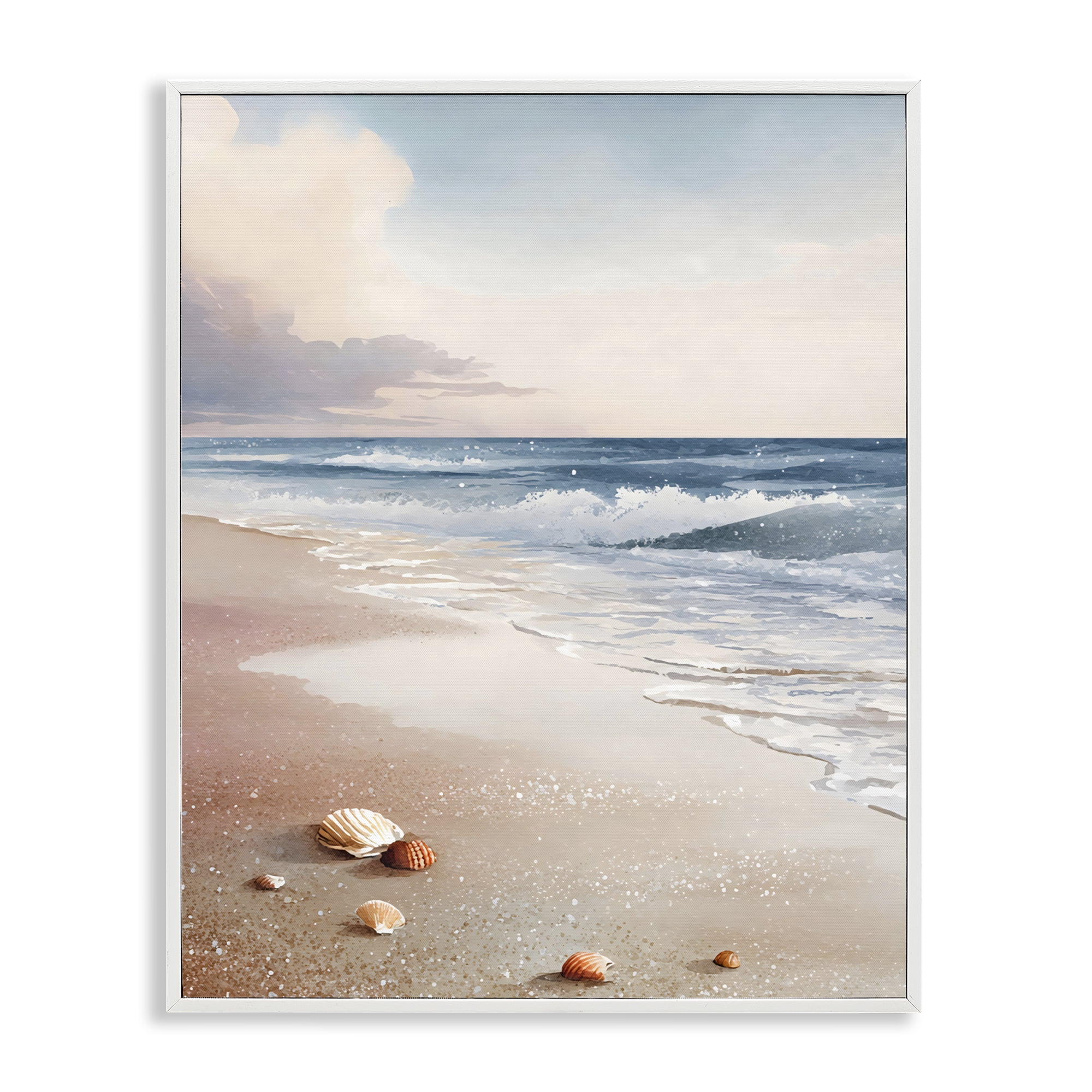 Stupell Industries Washed Up Seashells White Framed Giclee Art, design by Franklyn Gregory