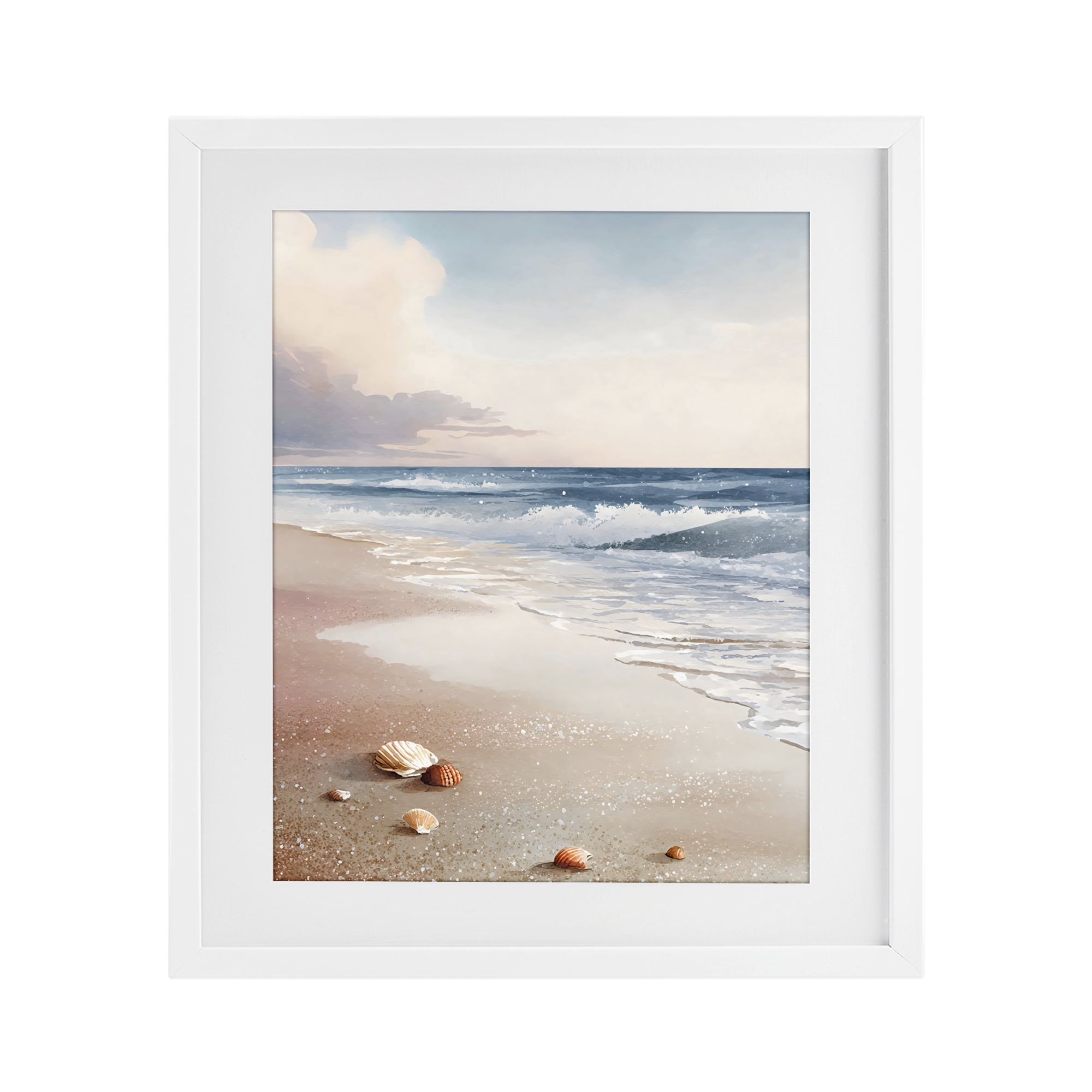 Stupell Industries Washed Up Seashells White Framed Print Under Glass, design by Franklyn Gregory