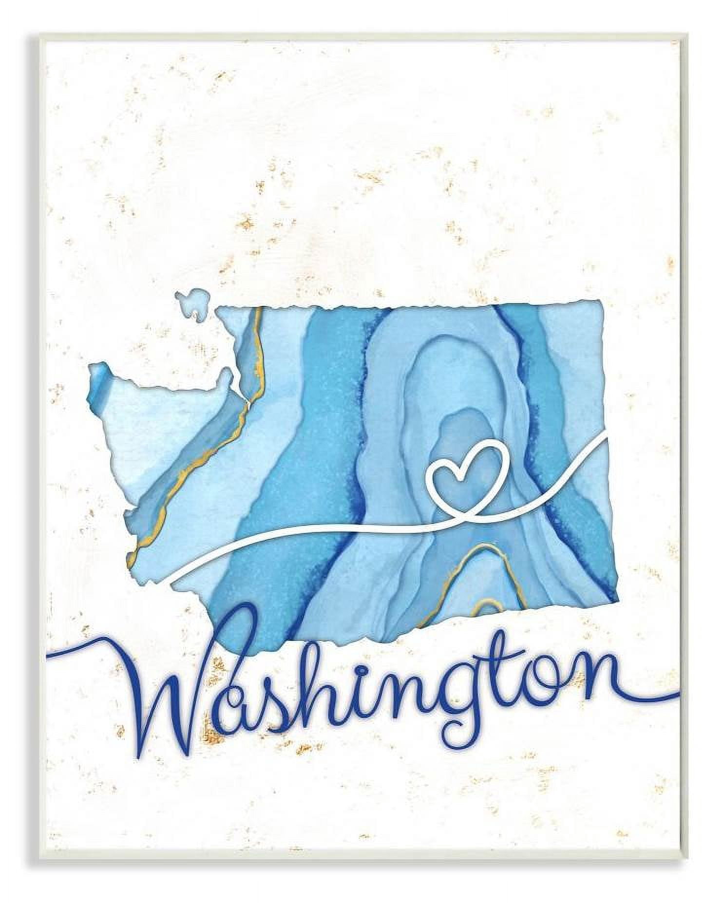 Stupell Industries Washington Agate Blue US State Design Wall Plaque by Ziwei Li