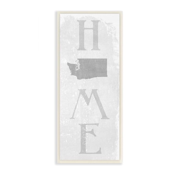 Stupell Industries Washington Home State Map Grey Textured Word Design Wall Plaque Art by Daphne Polselli