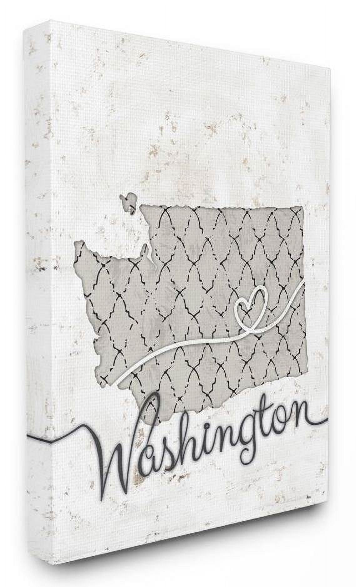 Stupell Industries Washington Patterned Grey US State Design Canvas Wall Art by Ziwei Li