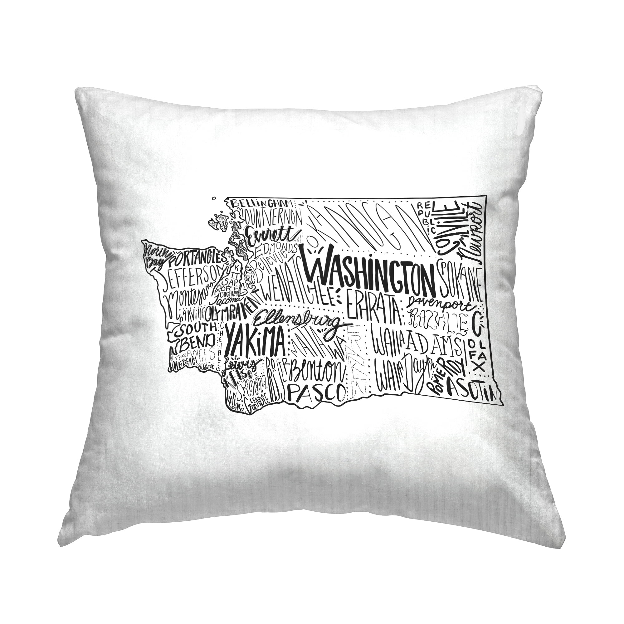 Stupell Industries Washington State Various Cities Typography Map Design by Saturday Evening Post Throw Pillow