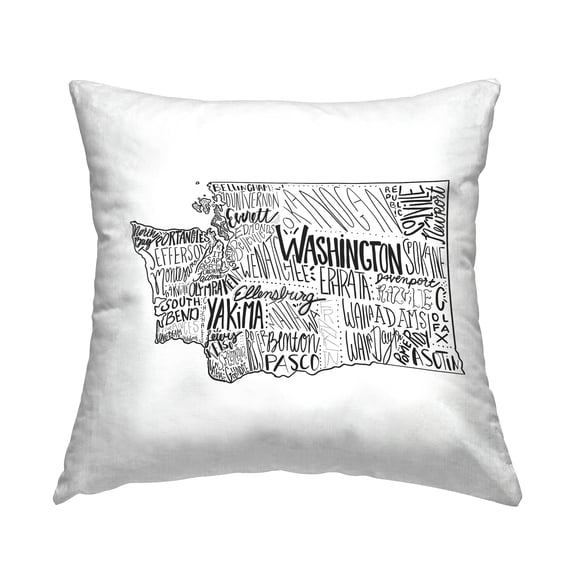 Stupell Industries Washington State Various Cities Typography Map Design by Saturday Evening Post Throw Pillow