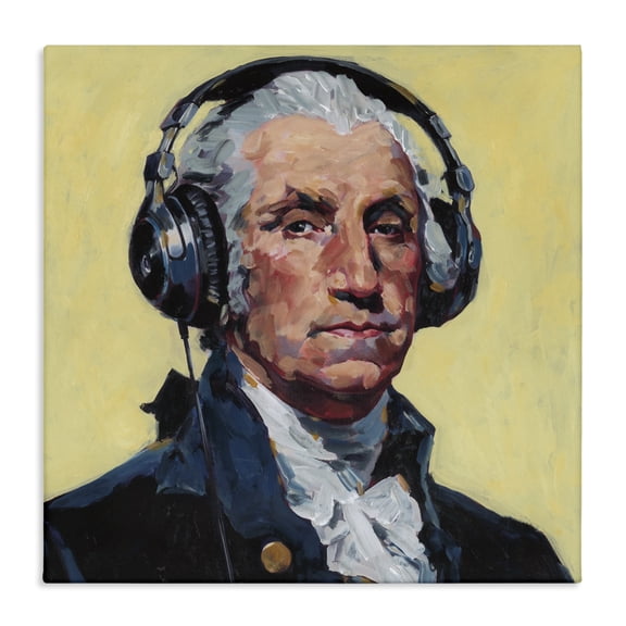Washington with Headphones Canvas Art, 17 x 17, Made In USA