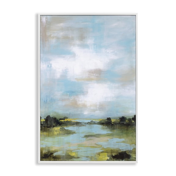 Stupell Industries Wasting Time Abstract Landscape White Framed Giclee Art design by Wani Pasion, 18 x 12