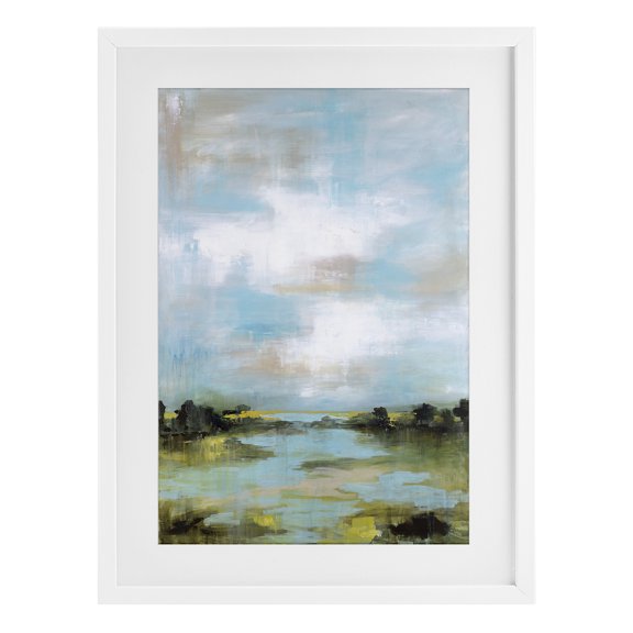 Stupell Industries Wasting Time Abstract Landscape White Framed Print Under Glass design by Wani Pasion, 20 x 14