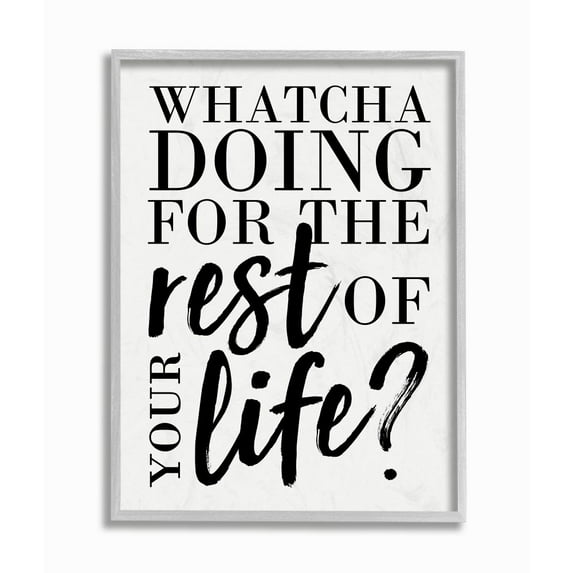 Stupell Industries Watcha Doing Inspirational Word Design Framed Wall Art by Erica Billups