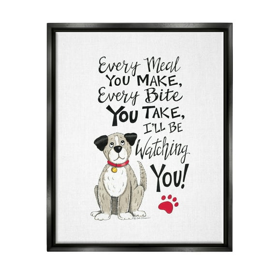 Stupell Industries Watching You Funny Dog Animals & Insects Painting Black Floater Framed Art Print Wall Art, 17 x 21