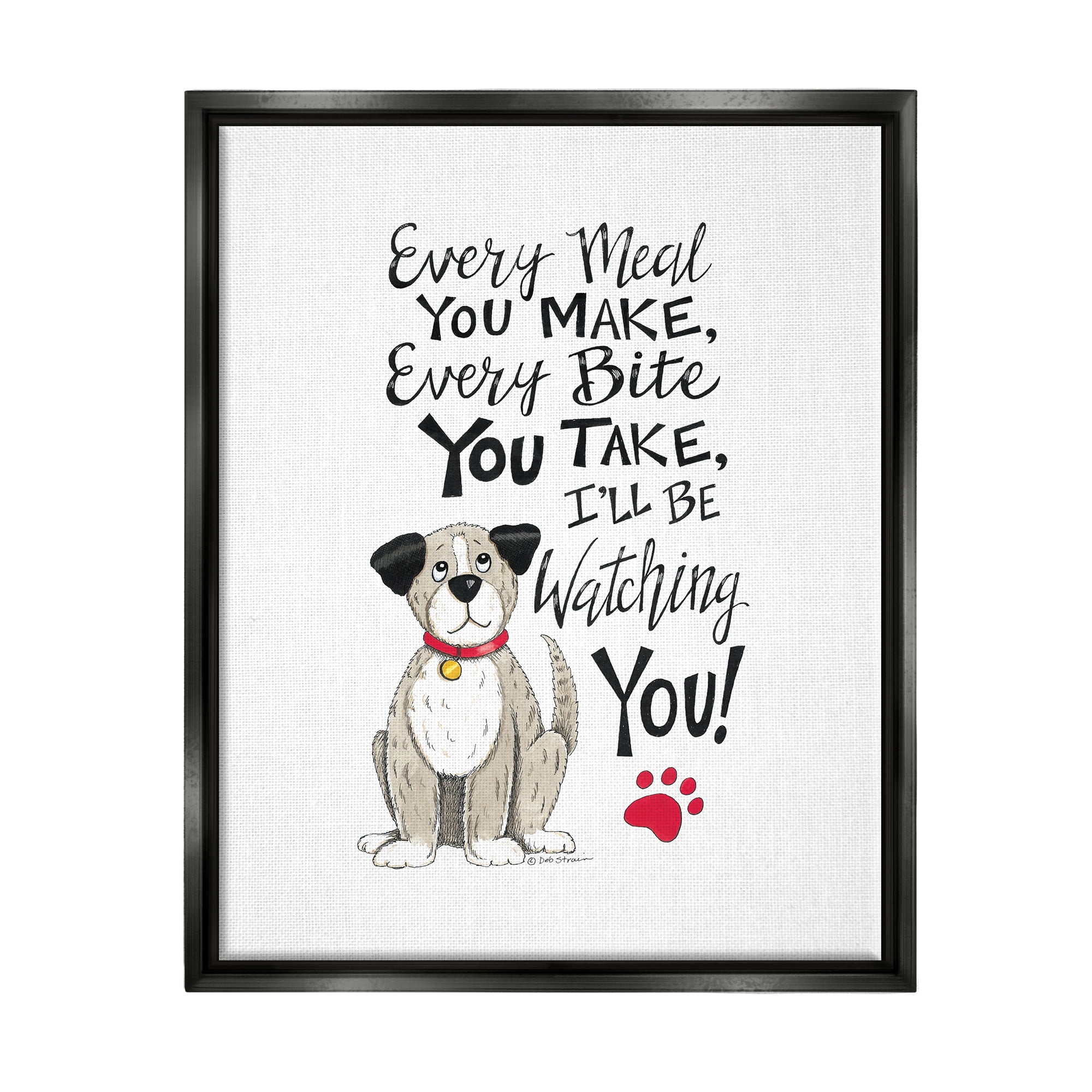 Stupell Industries Watching You Funny Dog Animals & Insects Painting Black Floater Framed Art Print Wall Art, 25 x 31