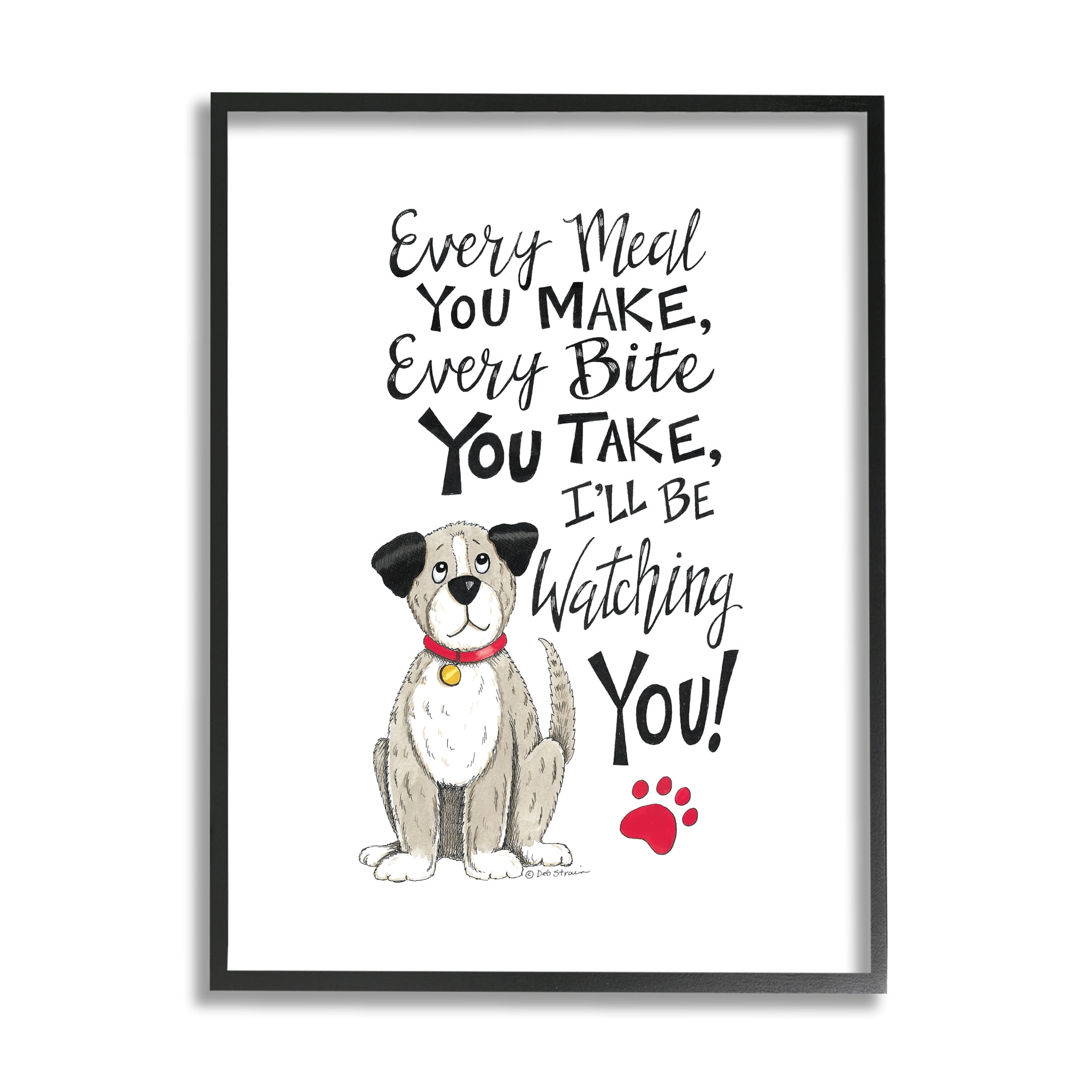 Stupell Industries Watching You Funny Dog Animals & Insects Painting Black Framed Art Print Wall Art, 11 x 14