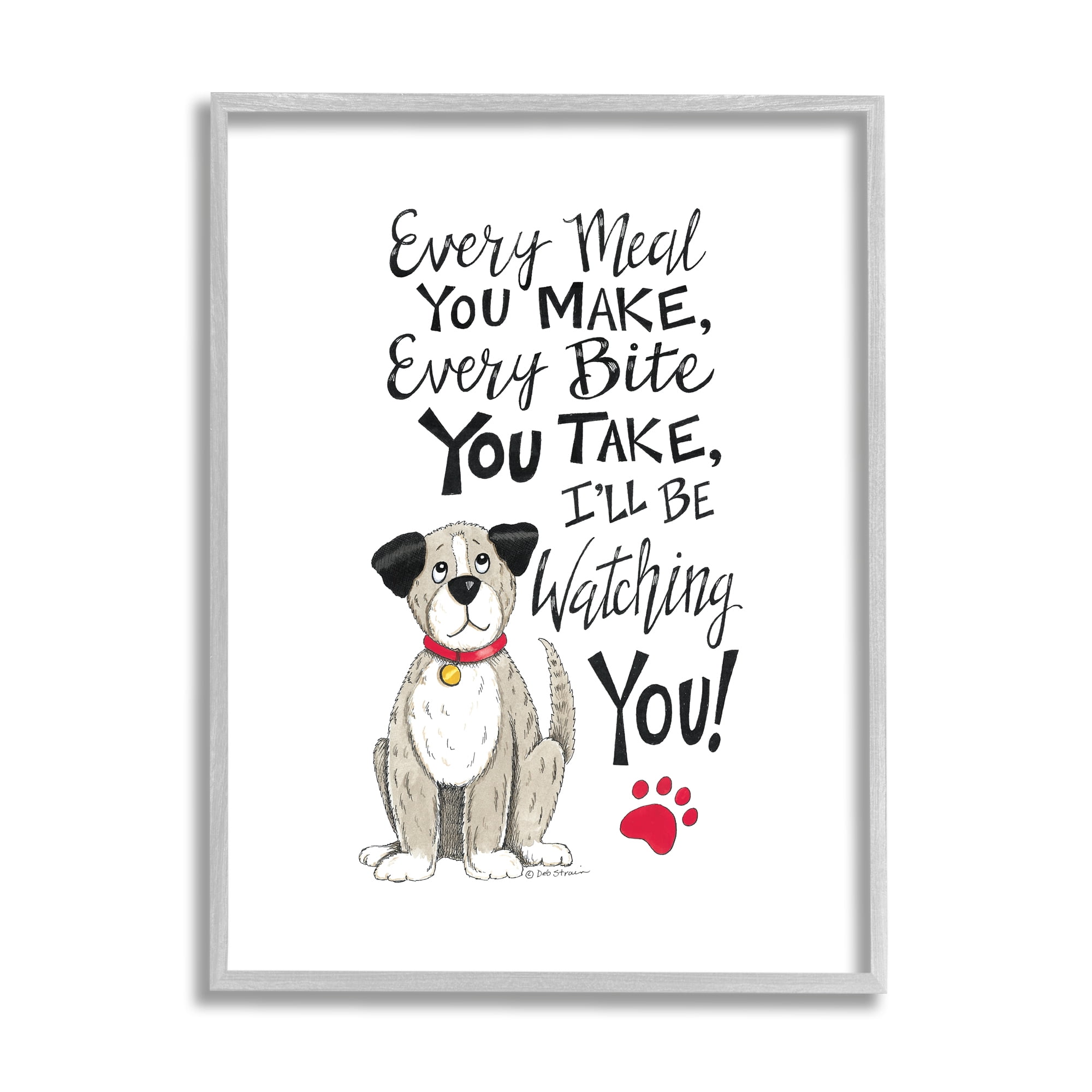 Stupell Industries Watching You Funny Dog Animals & Insects Painting Gray Framed Art Print Wall Art, 16 x 20