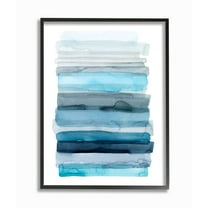 Stupell Industries Water Inspired Blue Grey Ombre Abstract Lines Abstract Painting Black Framed Art Print Wall Art, 24 x 30