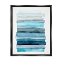 Stupell Industries Water Inspired Blue Grey Ombre Abstract Lines Jet Black Framed Floating Canvas Wall Art, 16x20, by Grace Popp