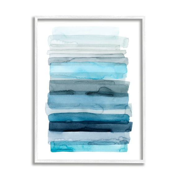 Stupell Industries Water Inspired Blue Grey Ombre Abstract Lines Painting Framed Art Print Wall Art, 11x14, By Grace Popp