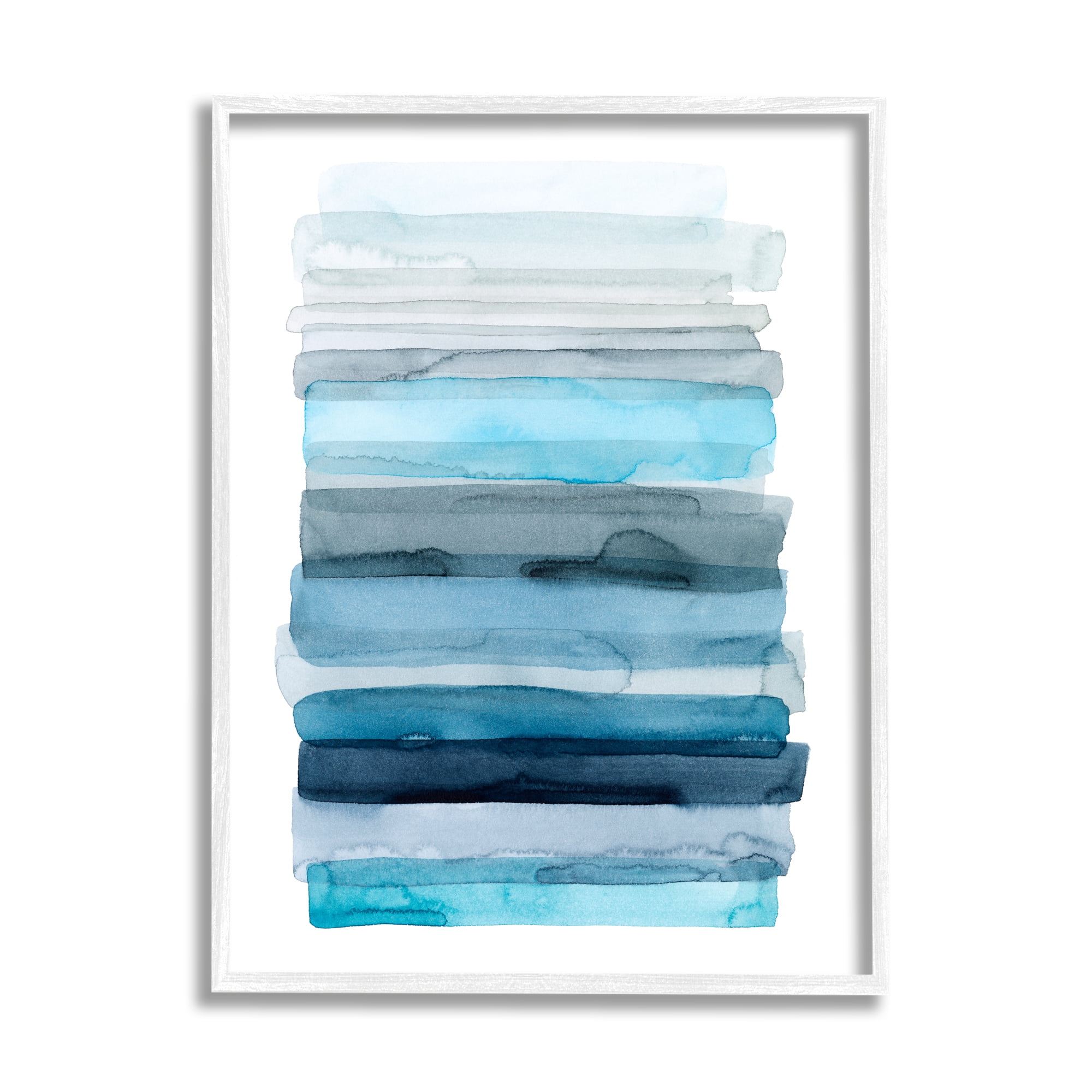 Stupell Industries Water Inspired Blue Grey Ombre Abstract Lines Painting Framed Art Print Wall Art, 16x20, By Grace Popp