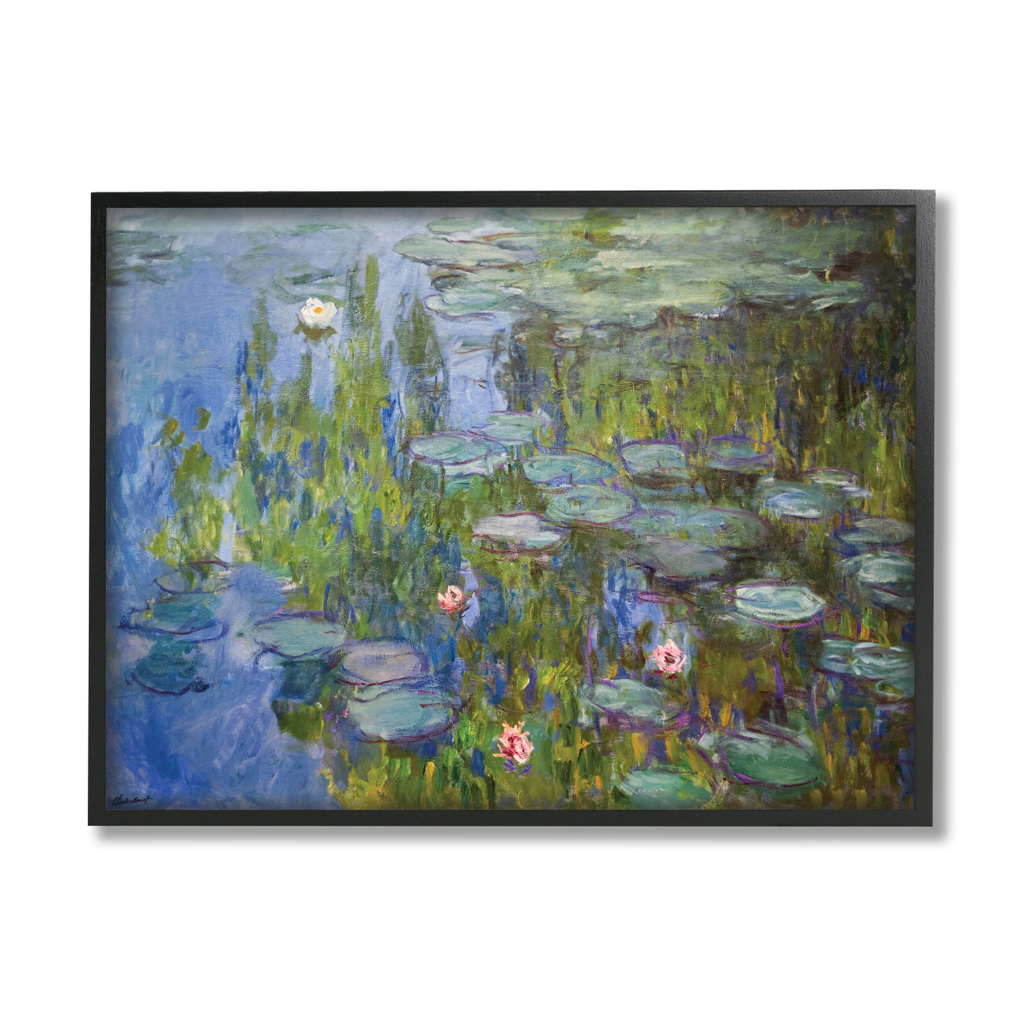 Claude Monet Water Lilies Study 11x14 Black Framed Canvas Print