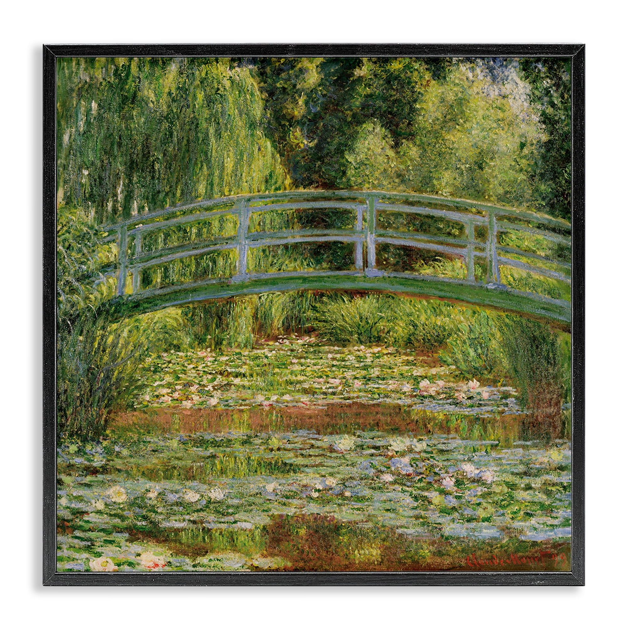 Stupell Industries Water Lily Pond Monet Classic Painting Landscape Painting Black Framed Art Print Wall Art, 24 x 24