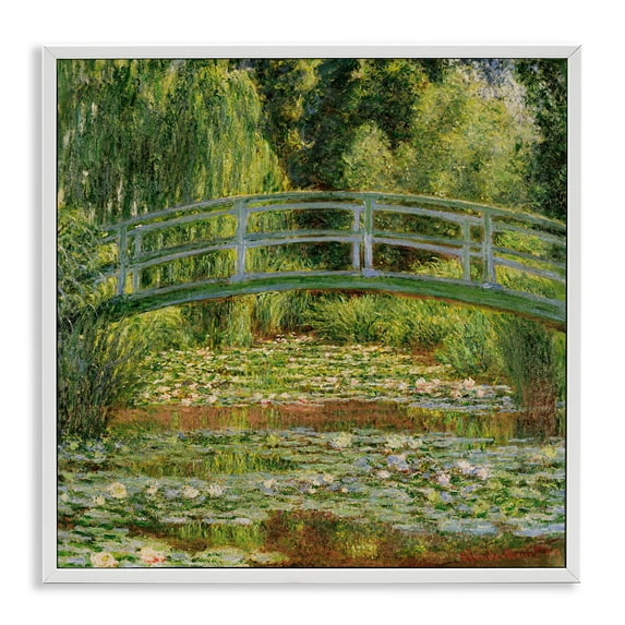 Stupell Industries Water Lily Pond Monet Classic Painting Landscape Painting White Framed Art Print Wall Art, 12 x 12