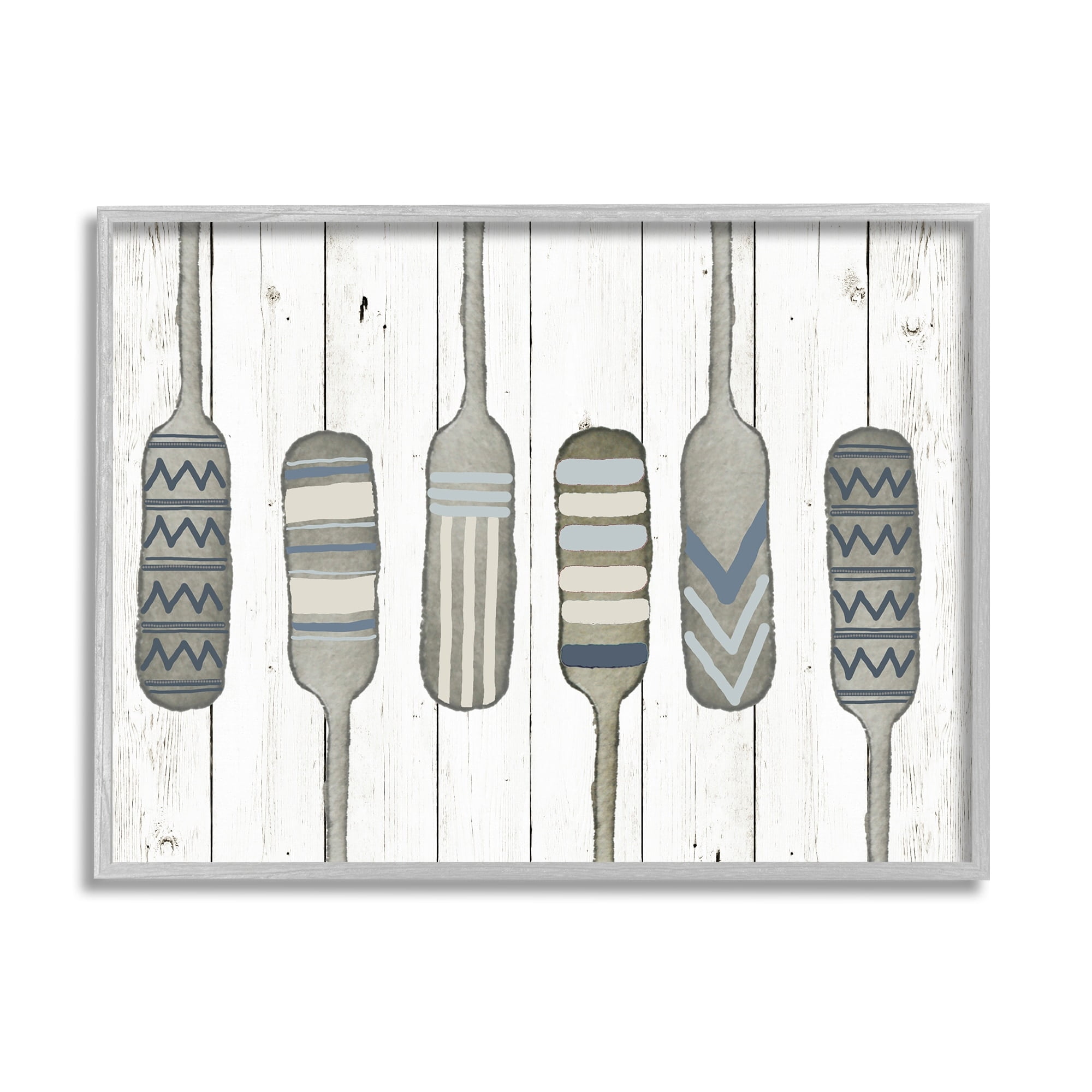 Stupell Industries Water Poles Geometric Patterned Canoe Paddle Oars,14 x 11, Design by Andi Metz