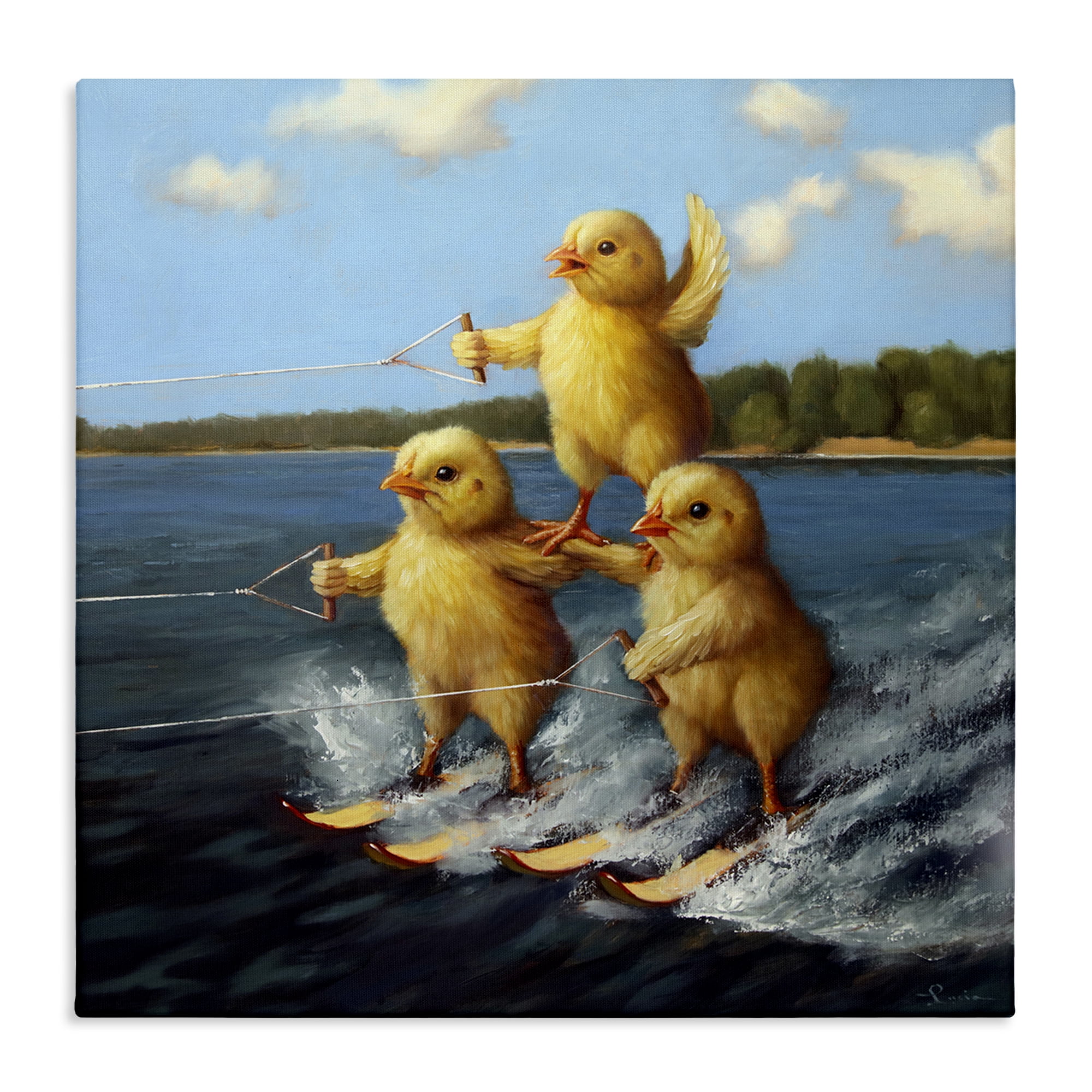 Stupell Industries Water Skiing Chicks Coastal Painting Gallery Wrapped Canvas Art Print Wall Art, 36 x 36