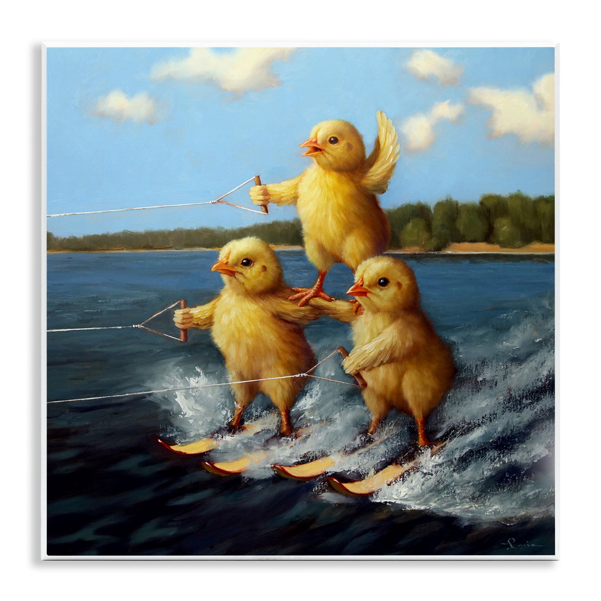 Stupell Industries Water Skiing Chicks Coastal Painting Unframed Art Print Wall Art, 12 x 12