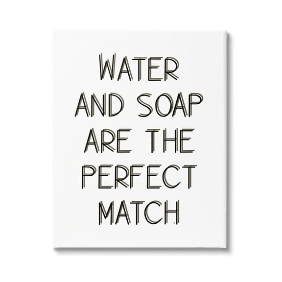 Stupell Industries Water & Soap Perfect Match Typography Painting Gallery Wrapped Canvas Art Print Wall Art, 16 x 20