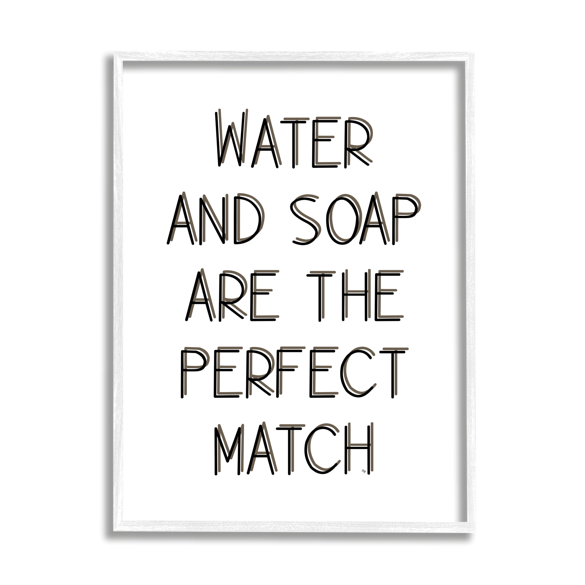 Stupell Industries Water & Soap Perfect Match Typography Painting White Framed Art Print Wall Art, 24 x 30