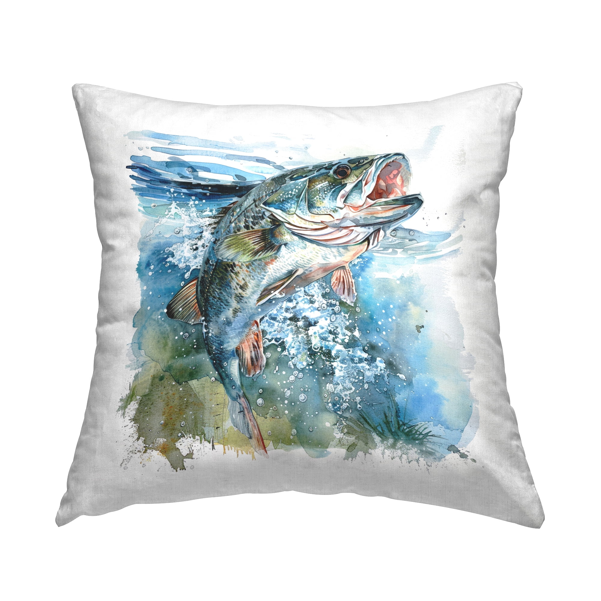 Stupell Industries Water Splashing Fish Decorative Printed Throw Pillow Design by LSR Design Studio.