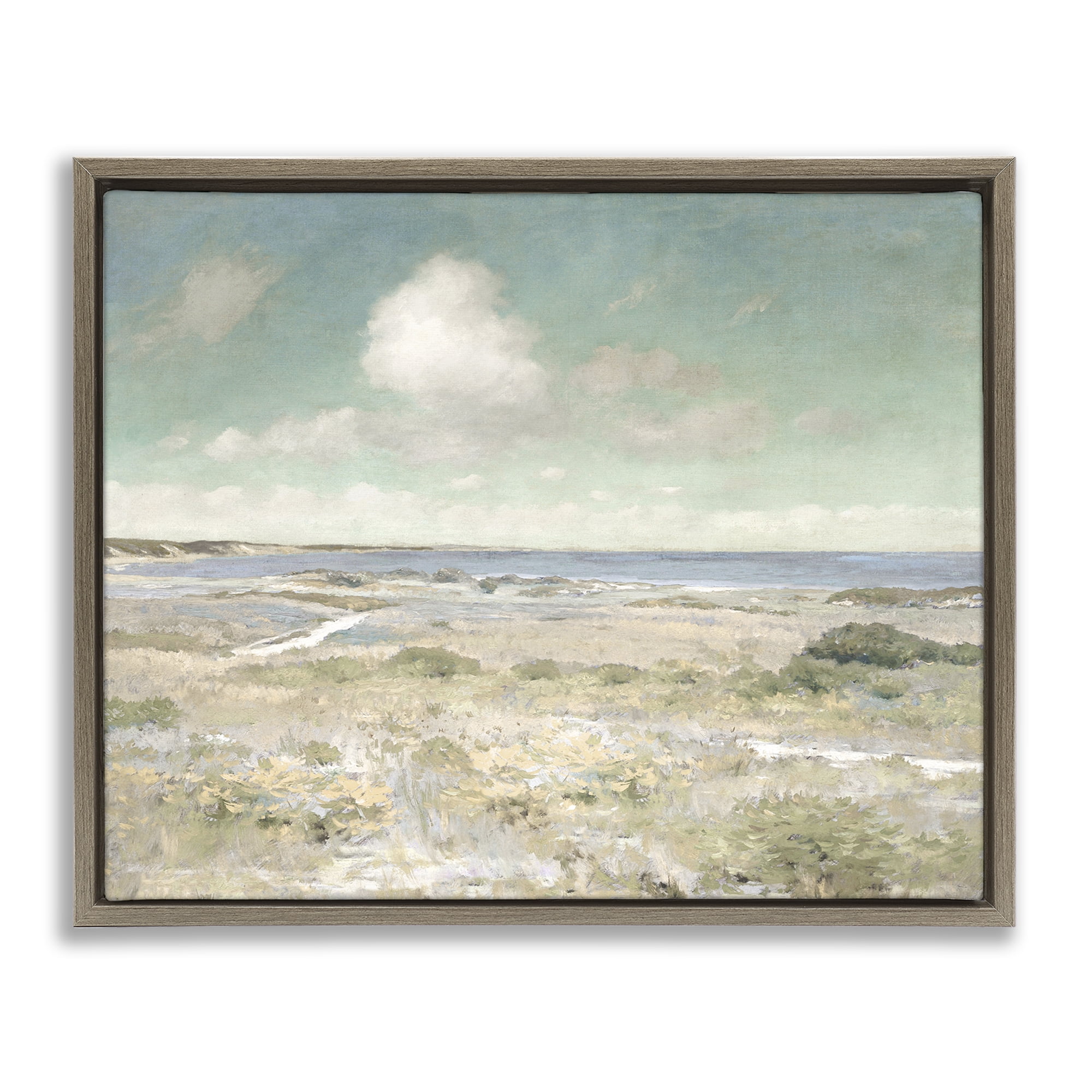 Stupell Industries Water View with Clouds Brown Framed Floater Canvas Wall Art, design by Christy McKee