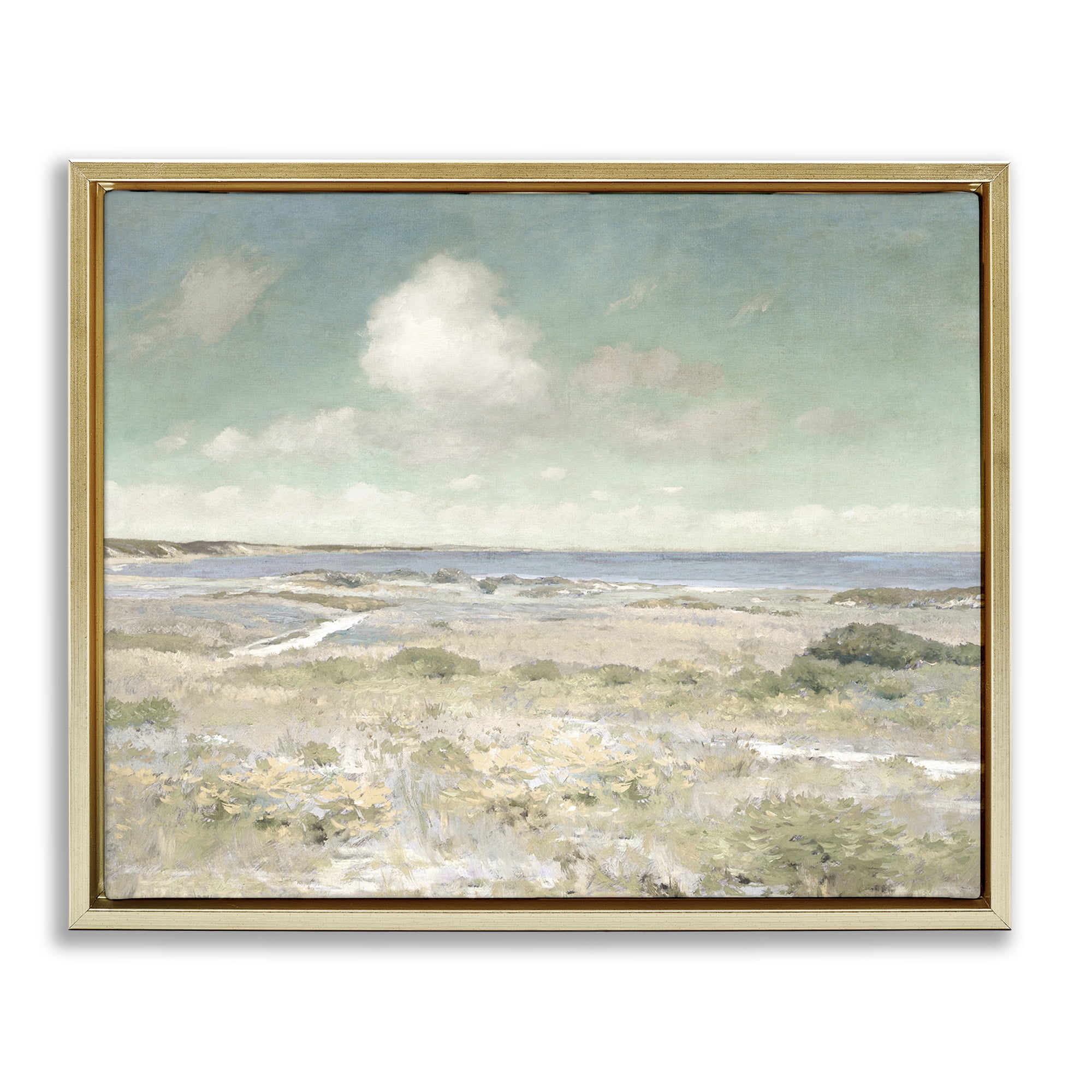 Stupell Industries Water View with Clouds Gold Framed Floater Canvas Wall Art, design by Christy McKee