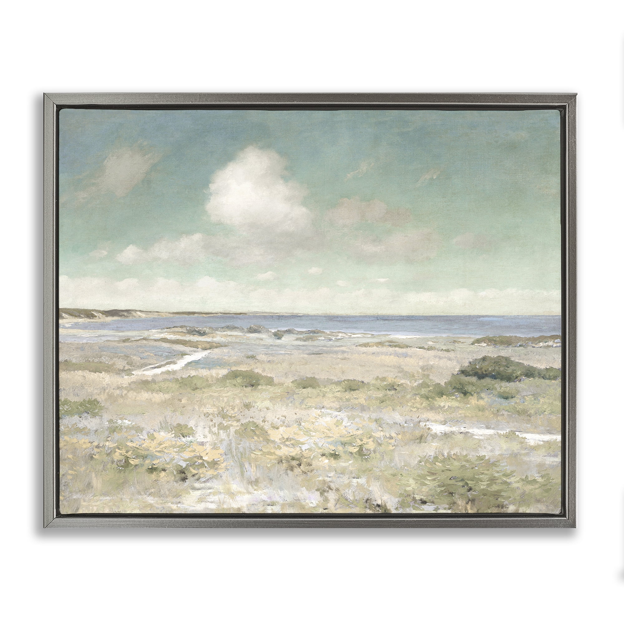 Stupell Industries Water View with Clouds Gray Framed Floater Canvas Wall Art, design by Christy McKee