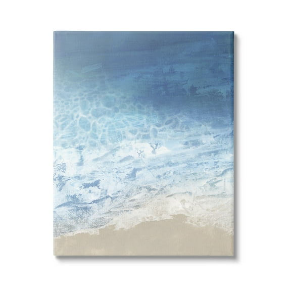 Stupell Industries Water Waves Blue Ocean Shore Coastal Painting Gallery Wrapped Canvas Print Wall Art