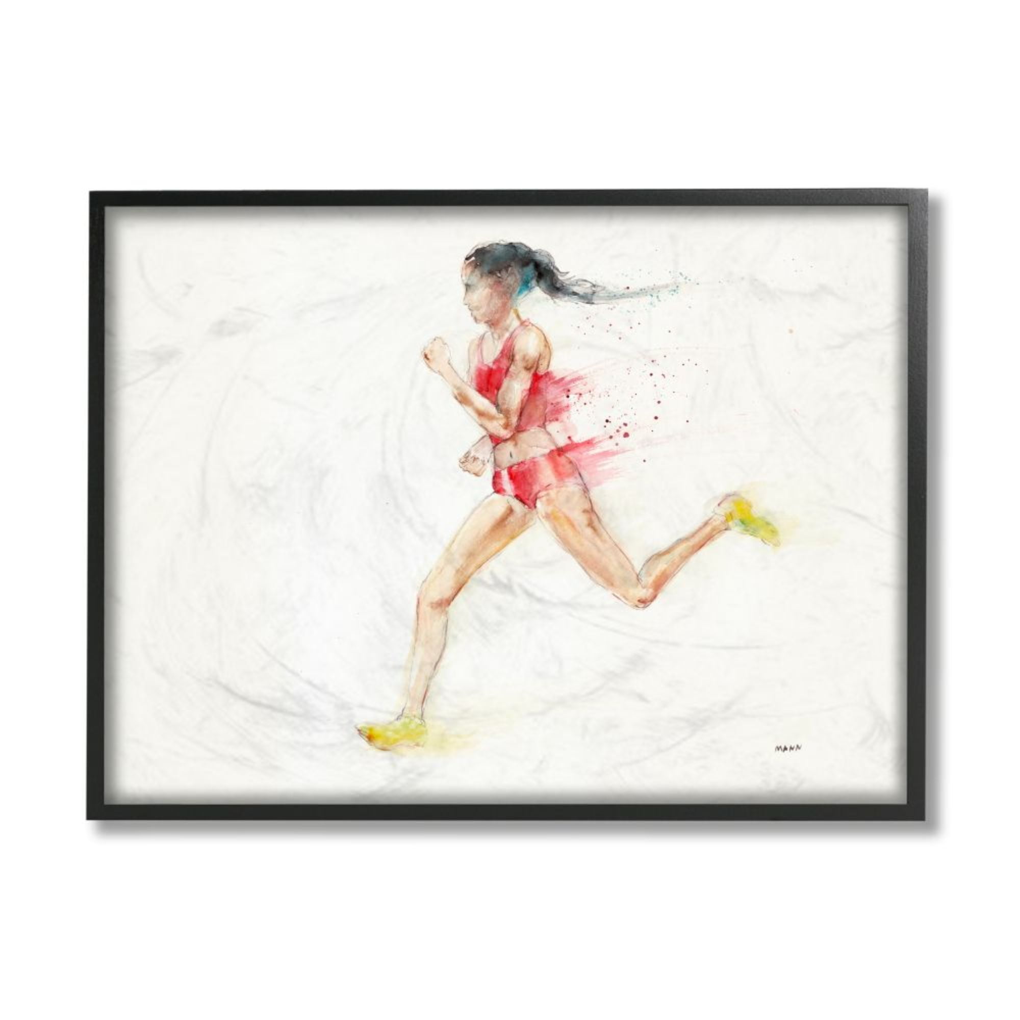 Stupell Industries Watercolor Athlete Female Track Runner Pose Design by Third and Wall