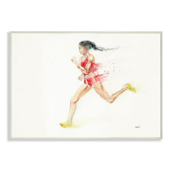 Stupell Industries Watercolor Athlete Female Track Runner Pose Design by Third and Wall