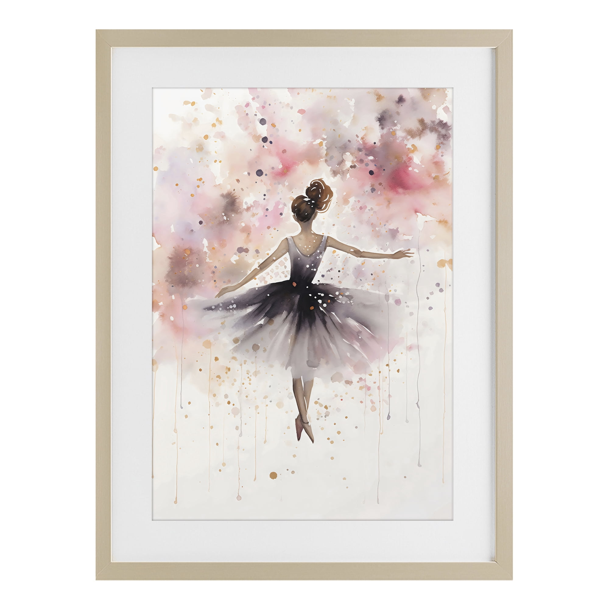 Stupell Industries Watercolor Ballerina Atmosphere Birch Framed Print Under Glass, design by Creative Studio