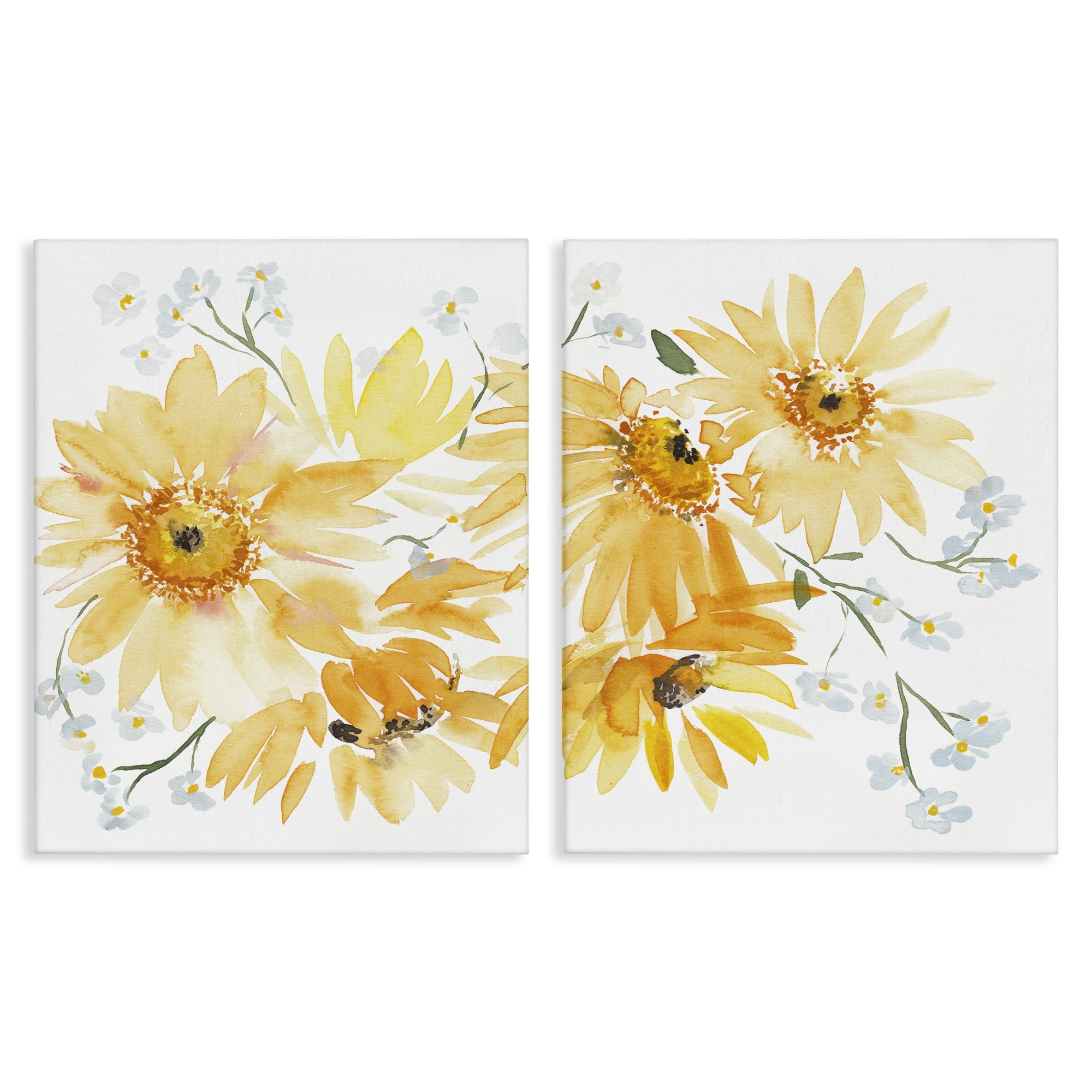 Stupell Industries Watercolor Black Eyed Susans Plants & Flowers Painting Wrapped Canvas Art Print Wall Art, 24 x 30, Set of 2