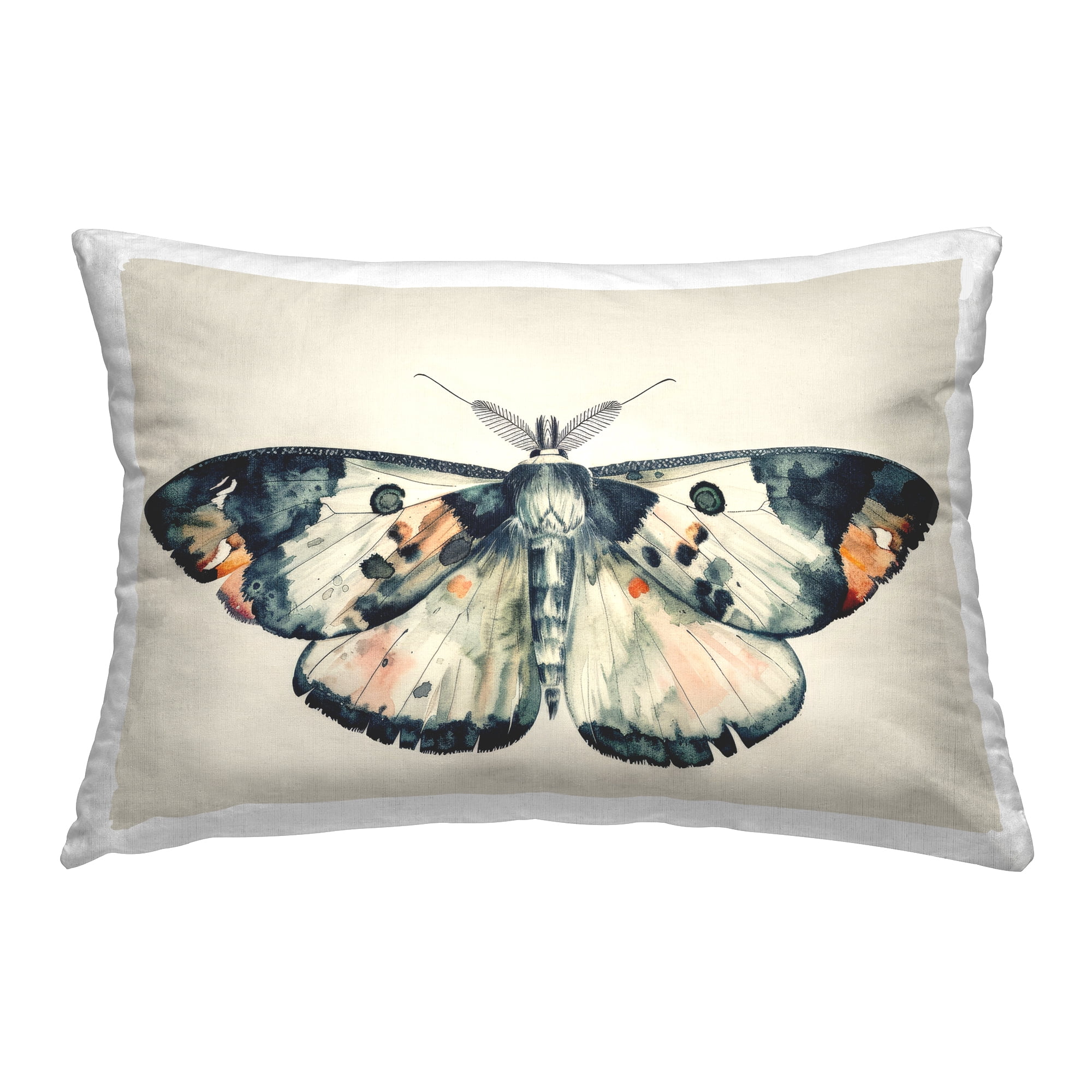 Stupell Industries Watercolor Black Trimmed Moth Decorative Printed Throw Pillow Design by Petal Prints Design.
