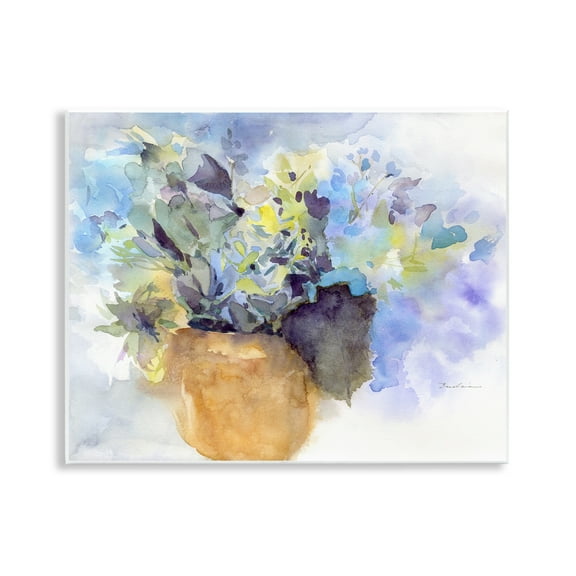 Stupell Industries Watercolor Blue Hydrangea Botanical & Floral Painting Unframed Art Print Wall Art, 14 x 11