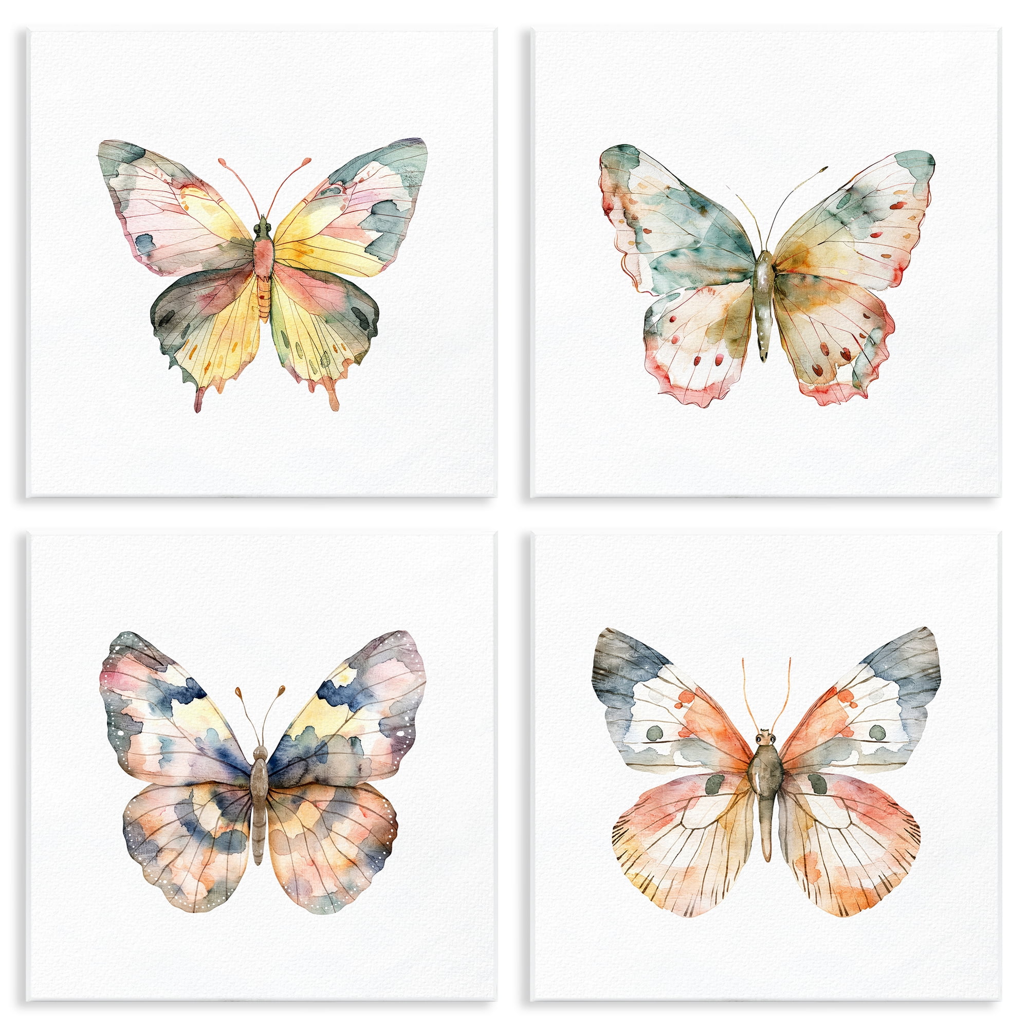 Stupell Industries Watercolor Butterfly Forms 4 Piece Wall Plaque Art Set, design by Kim Allen