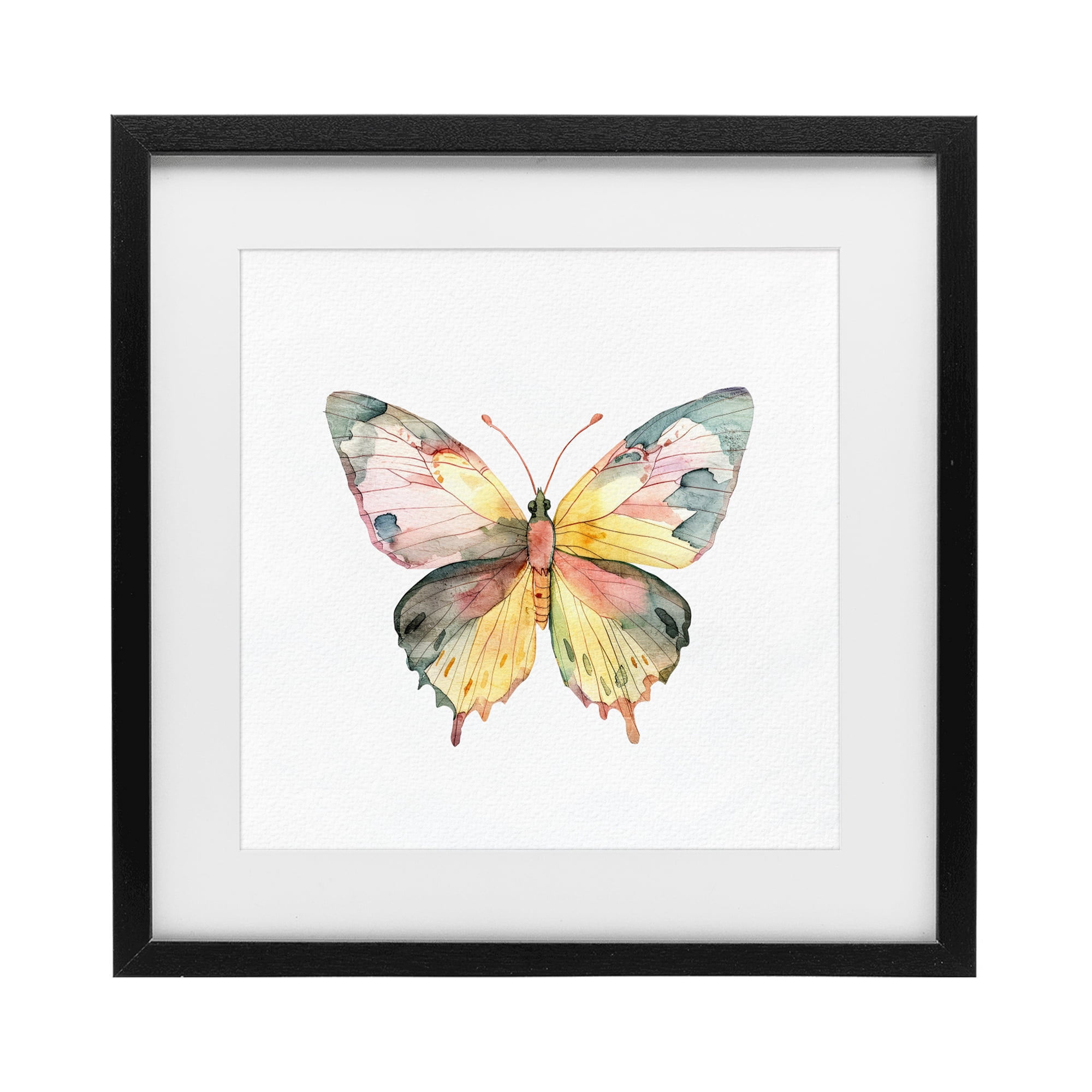 Stupell Industries Watercolor Butterfly Subtlety Black Framed Print Under Glass, design by Kim Allen