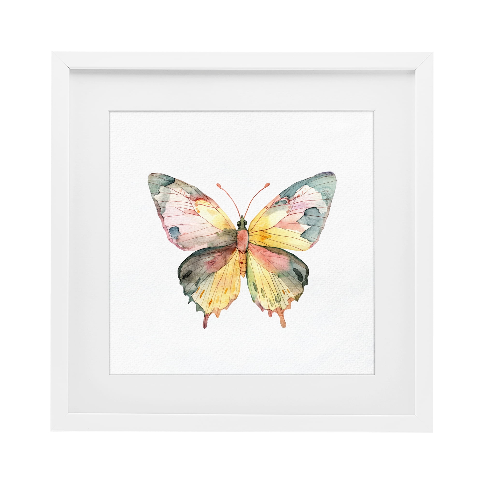 Stupell Industries Watercolor Butterfly Subtlety White Framed Print Under Glass, design by Kim Allen