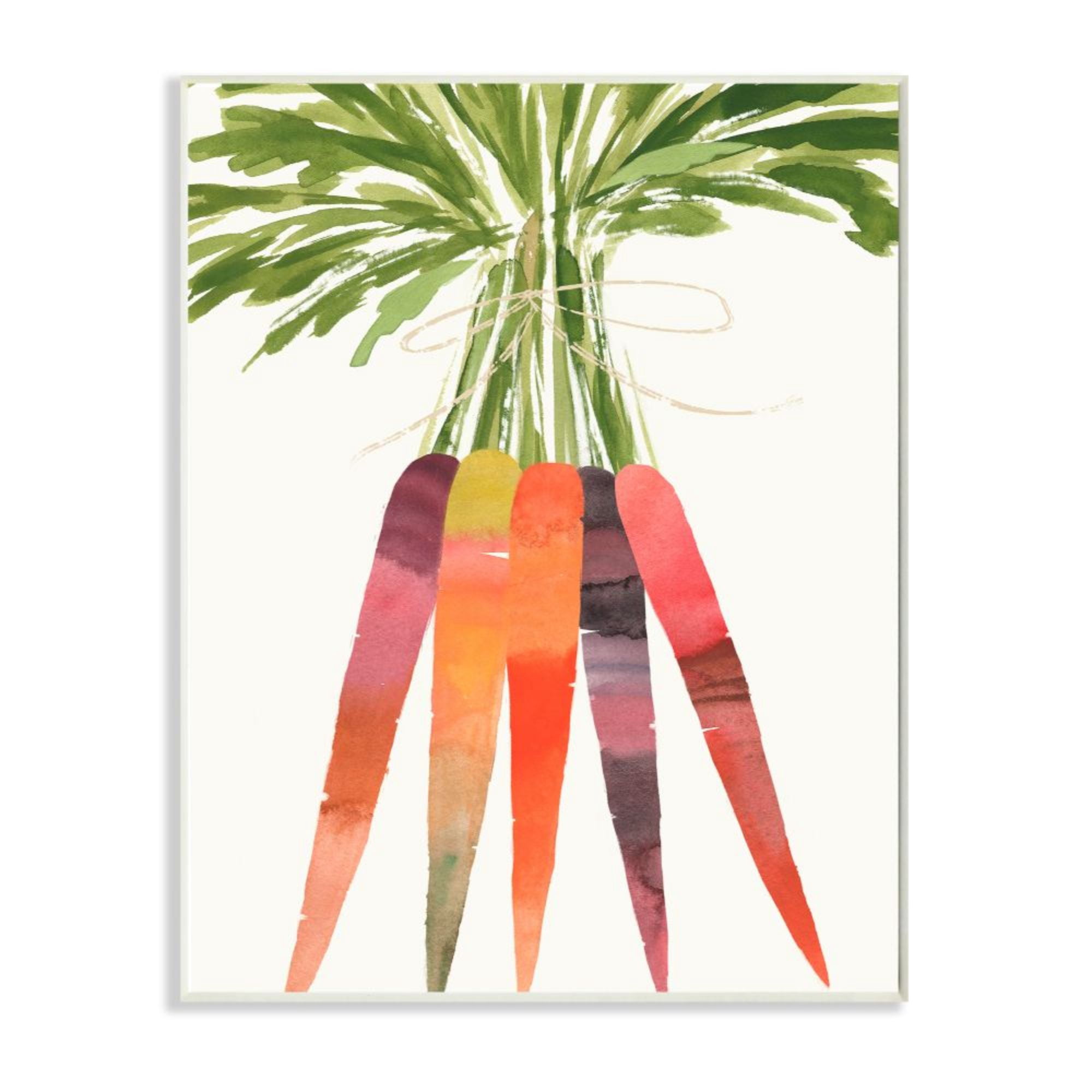 Stupell Industries Watercolor Carrot Vegetable Bunch Harvest Food Design by Annie Warren