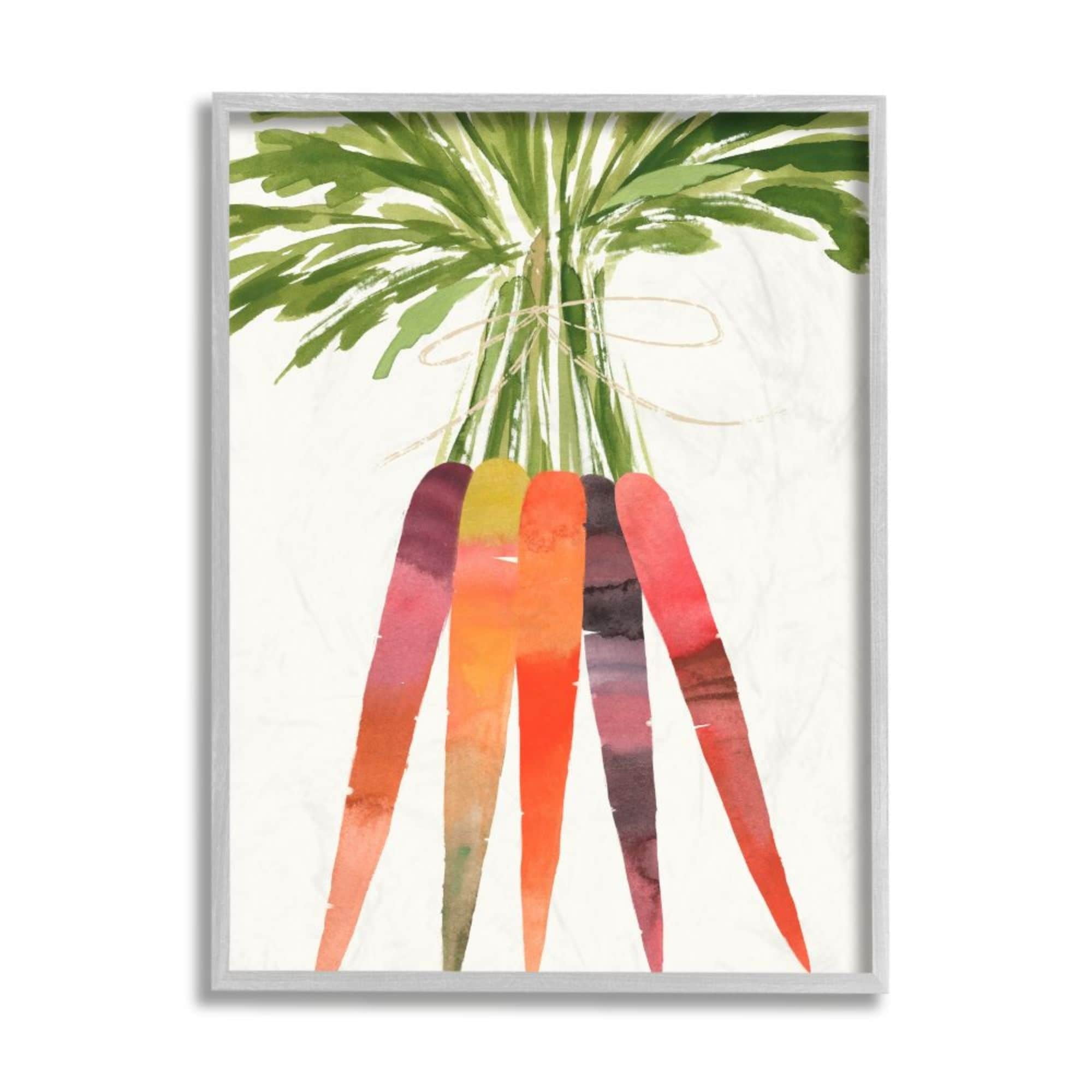 Stupell Industries Watercolor Carrot Vegetable Bunch Harvest Food Design by Annie Warren