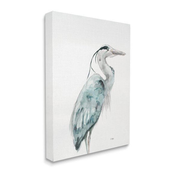 Stupell Industries Watercolor Crane Soft Blue Tones Aquatic Bird,36 x 48,Designed by Patti Mann