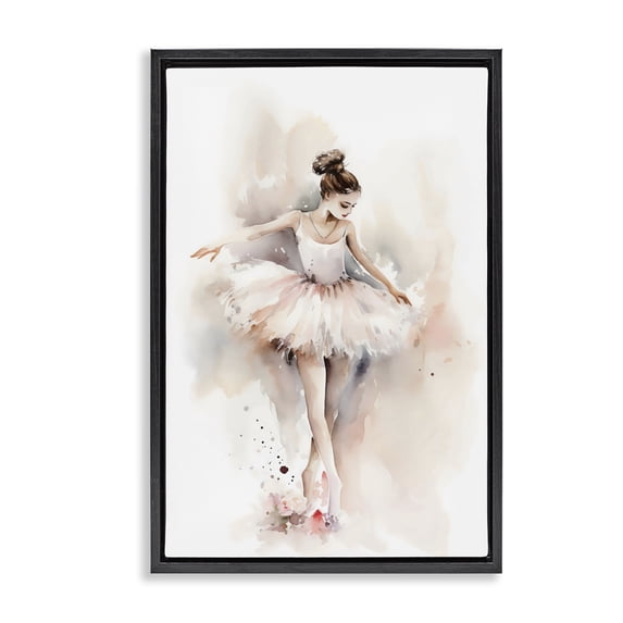 Stupell Industries Eclectic Watercolor Dancer Pose Black Floating Frame Canvas Art, 17 x 25, by Creative Studio