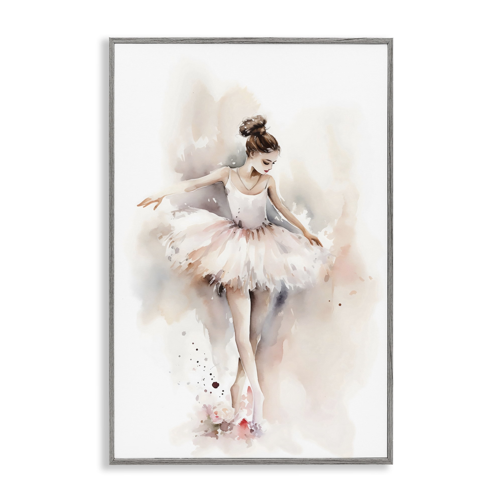 Stupell Industries Watercolor Dancer Pose Gray Framed Giclee Art, design by Creative Studio