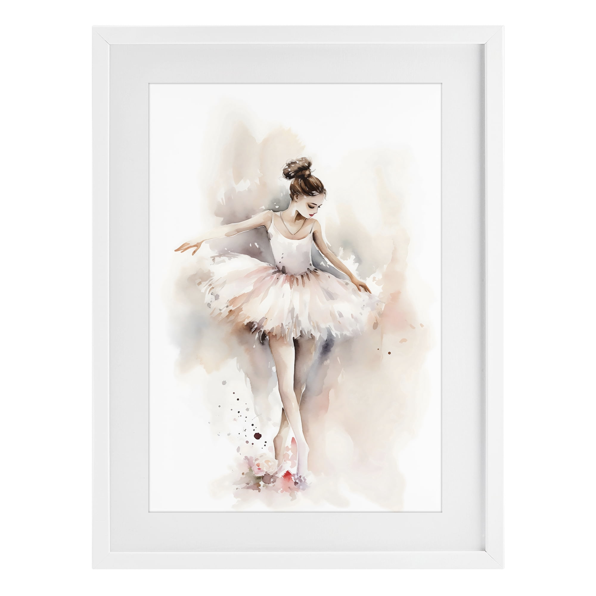 Stupell Industries Watercolor Dancer Pose White Framed Print Under Glass, design by Creative Studio