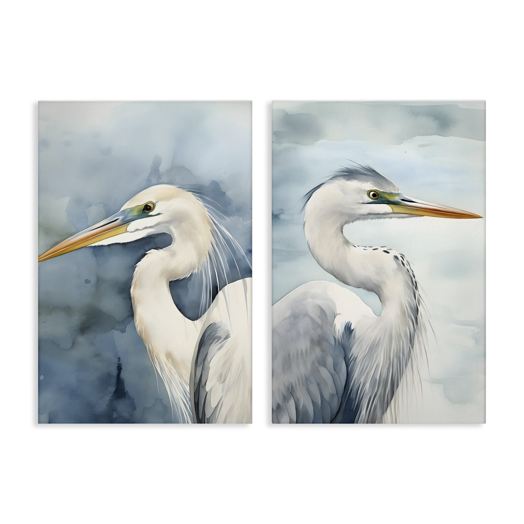 Stupell Industries Watercolor Detailed Beach Birds Animals Painting Wrapped Canvas Art Print Wall Art, 16 x 24, Set of 2