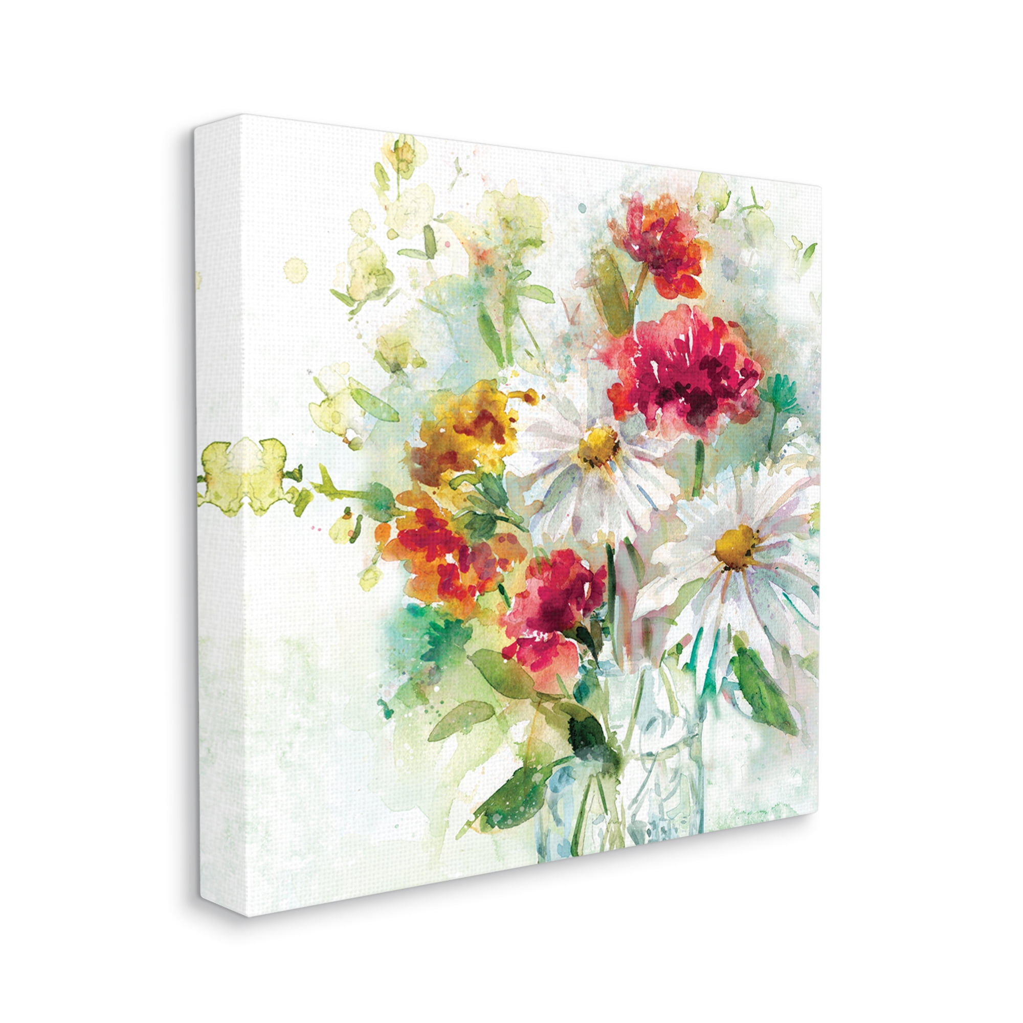 Stupell Industries Watercolor Flowers in a Mason Jar Red and Green, 36 x 36,Design by Penny Lane Publishing
