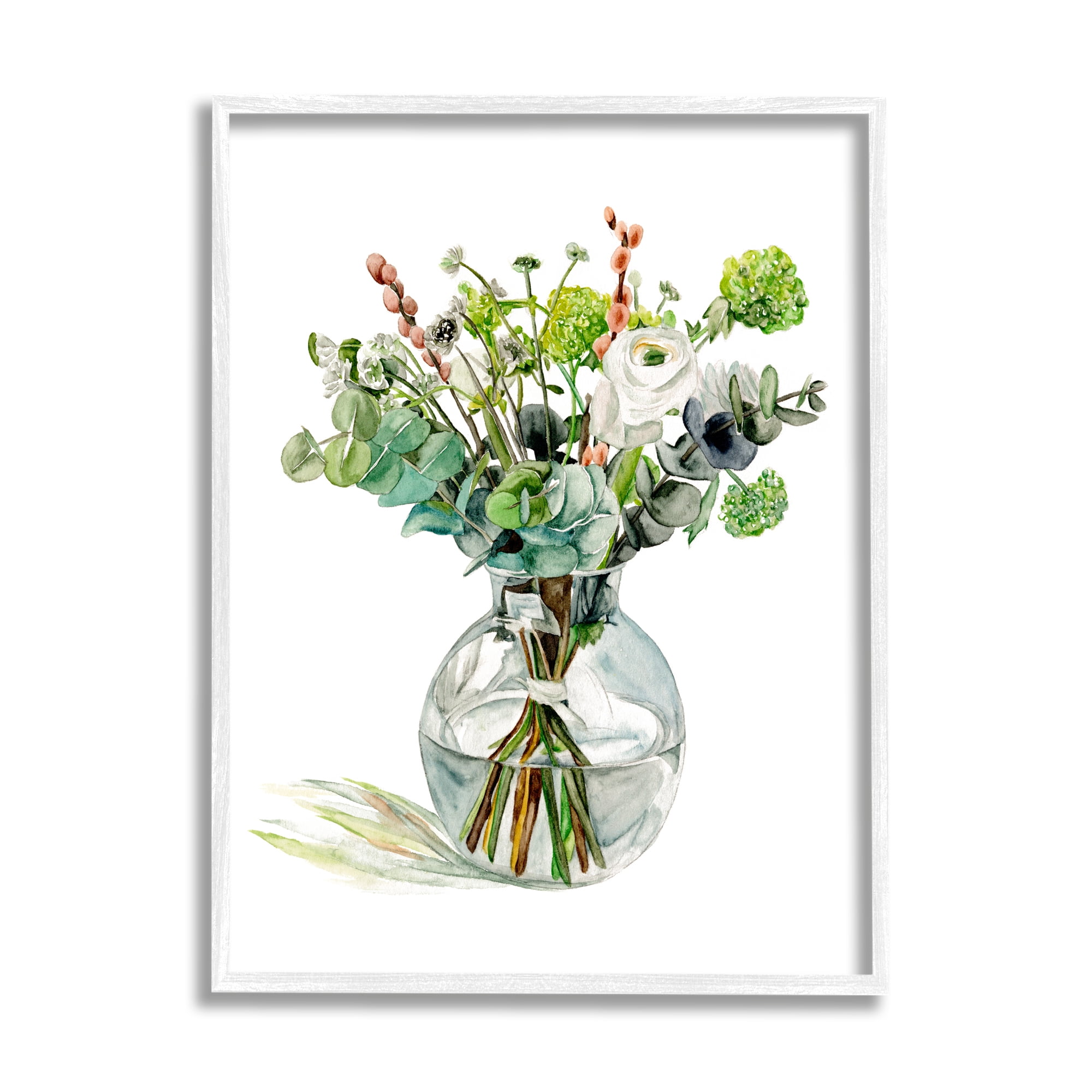 Stupell Industries Watercolor Foliage Bouquet Soft White Floral Glass Jar, 16 x 20, Design by Melissa Wang